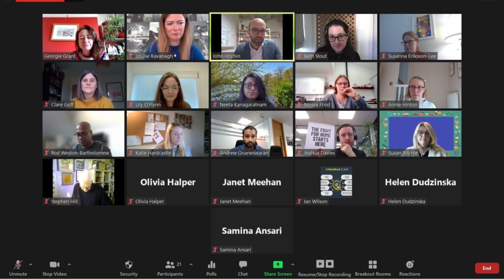 Screenshot of the community of practice zoom meeting
